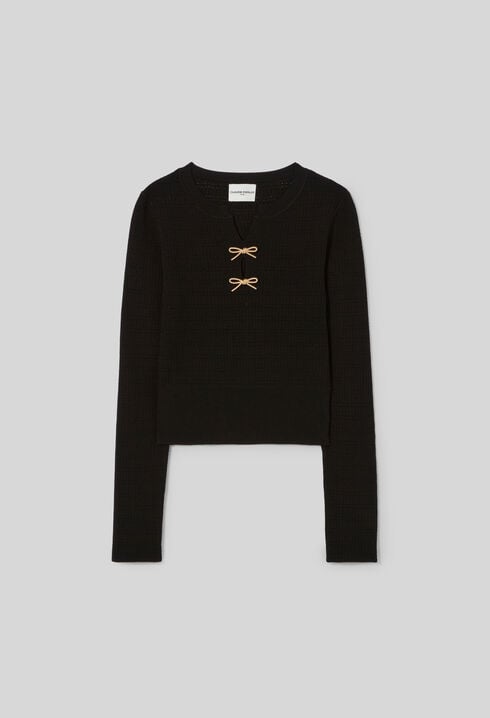 Fine knit bow jumper