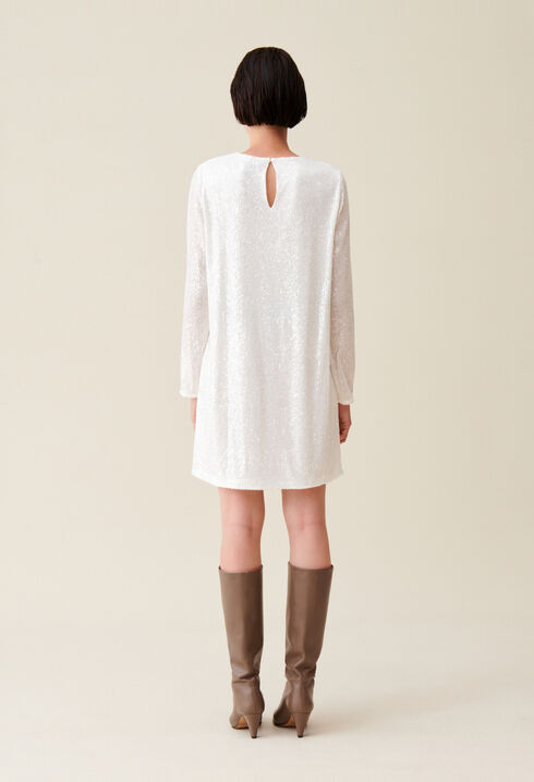 Rififi short ecru dress with sequins