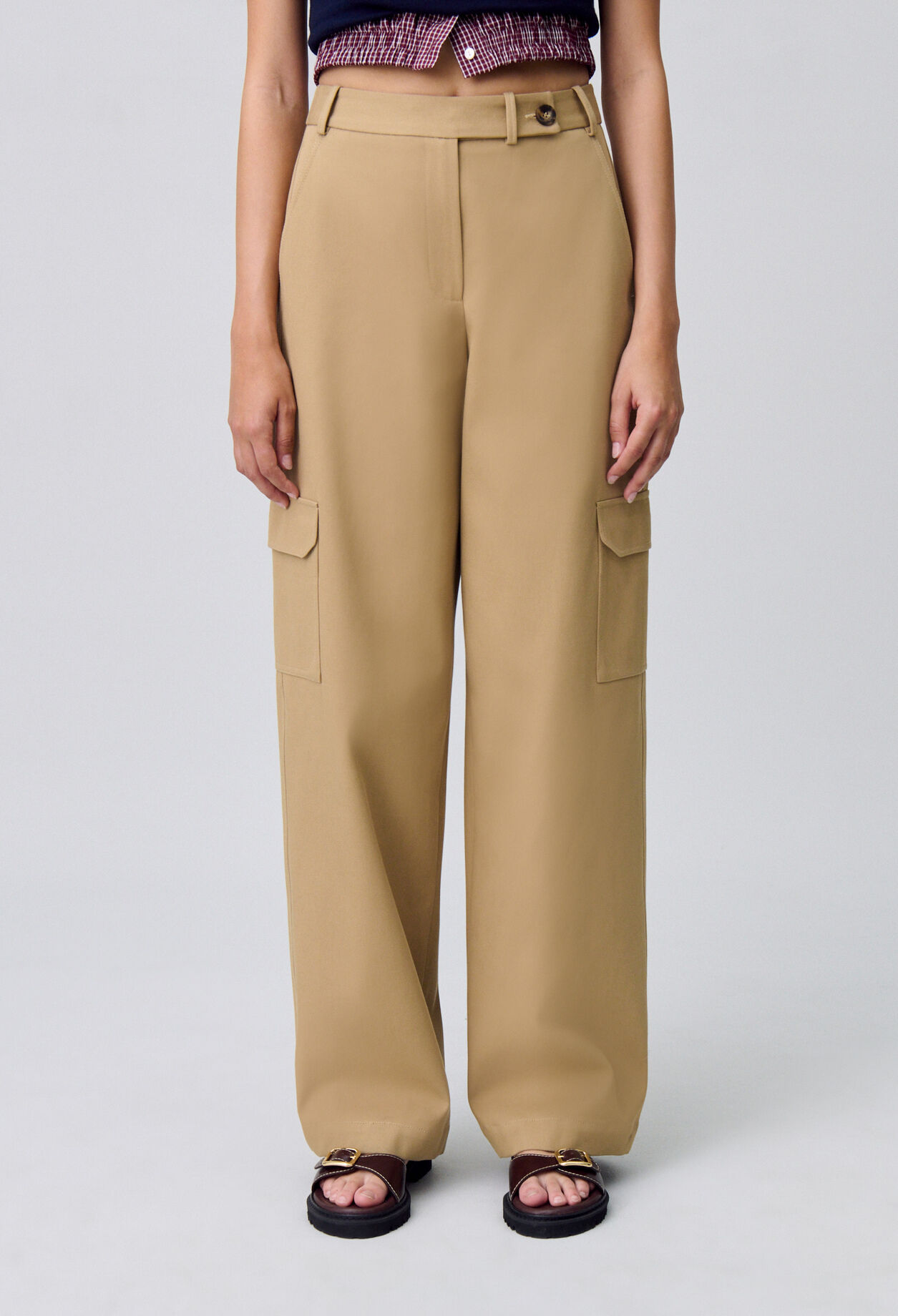 Wide-Leg Straight Cargo Trousers