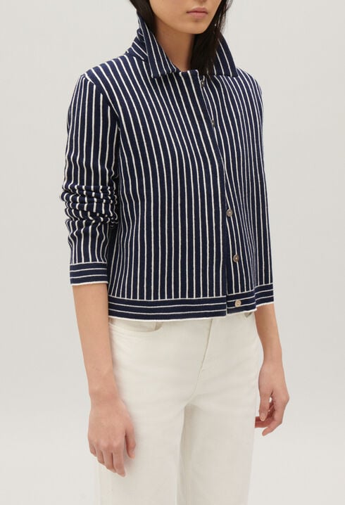 Stripy knit cardigan