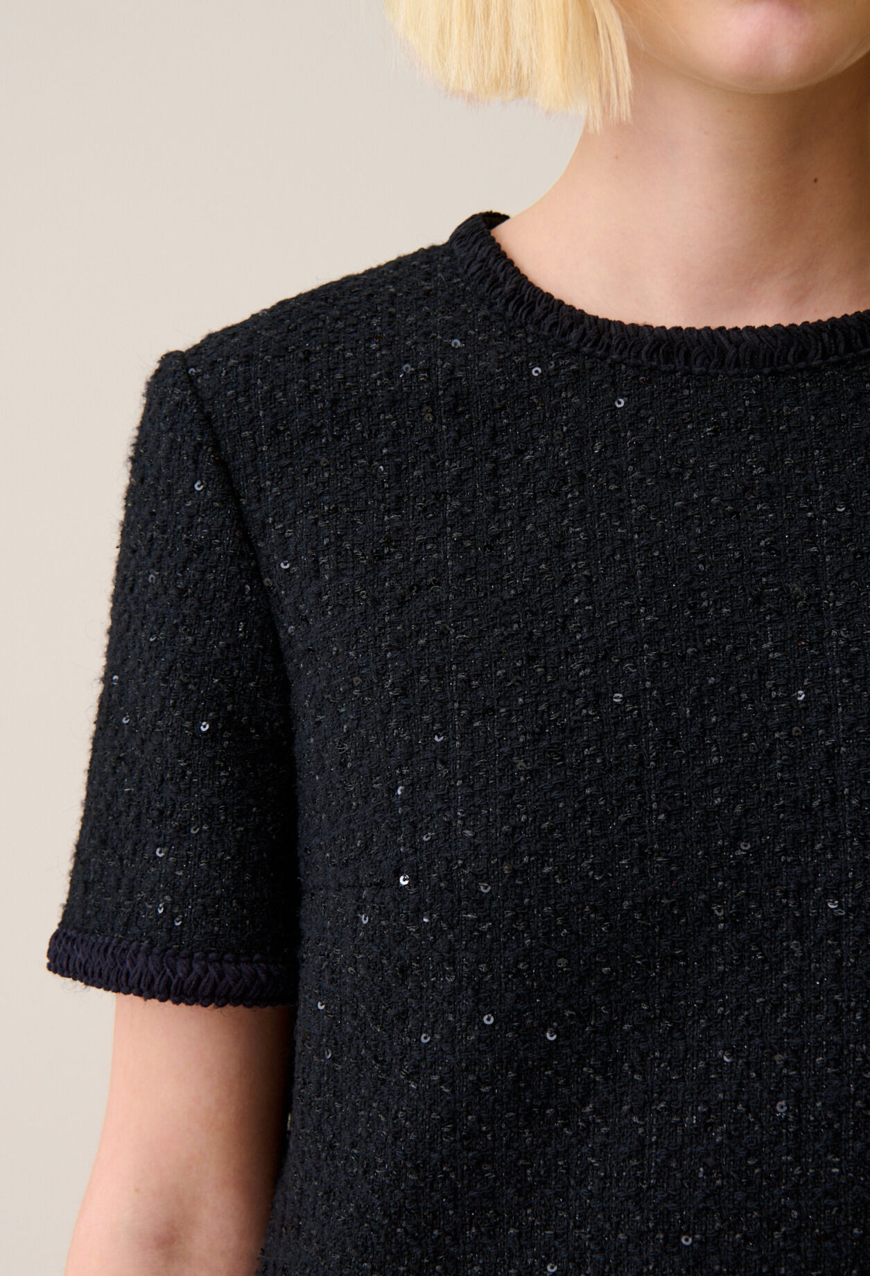 Short black tweed dress