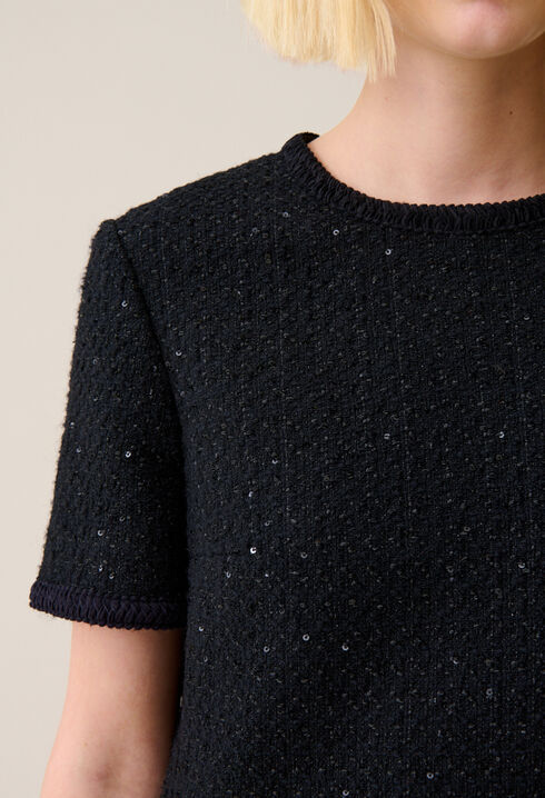 Short black tweed dress