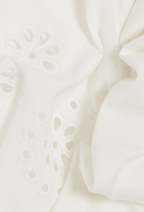 Ecru cotton broderie anglaise T-shirt