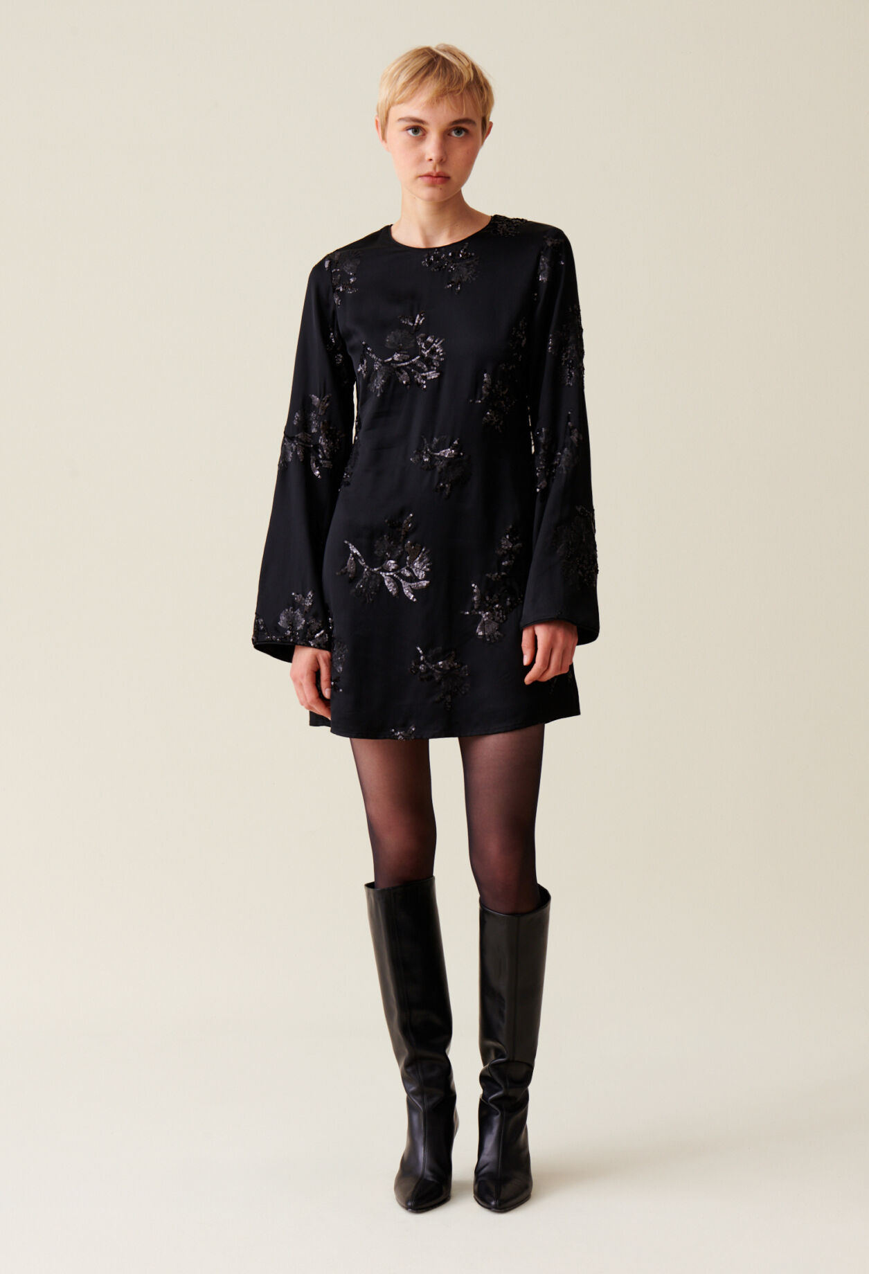 Black dress embroidered sequins