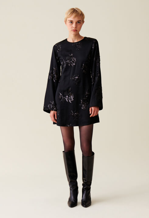 Black dress embroidered sequins