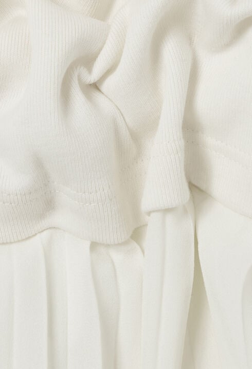 Twist ivory bi-material midi dress 