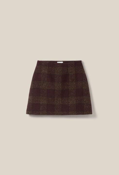 Short checked knit skirt