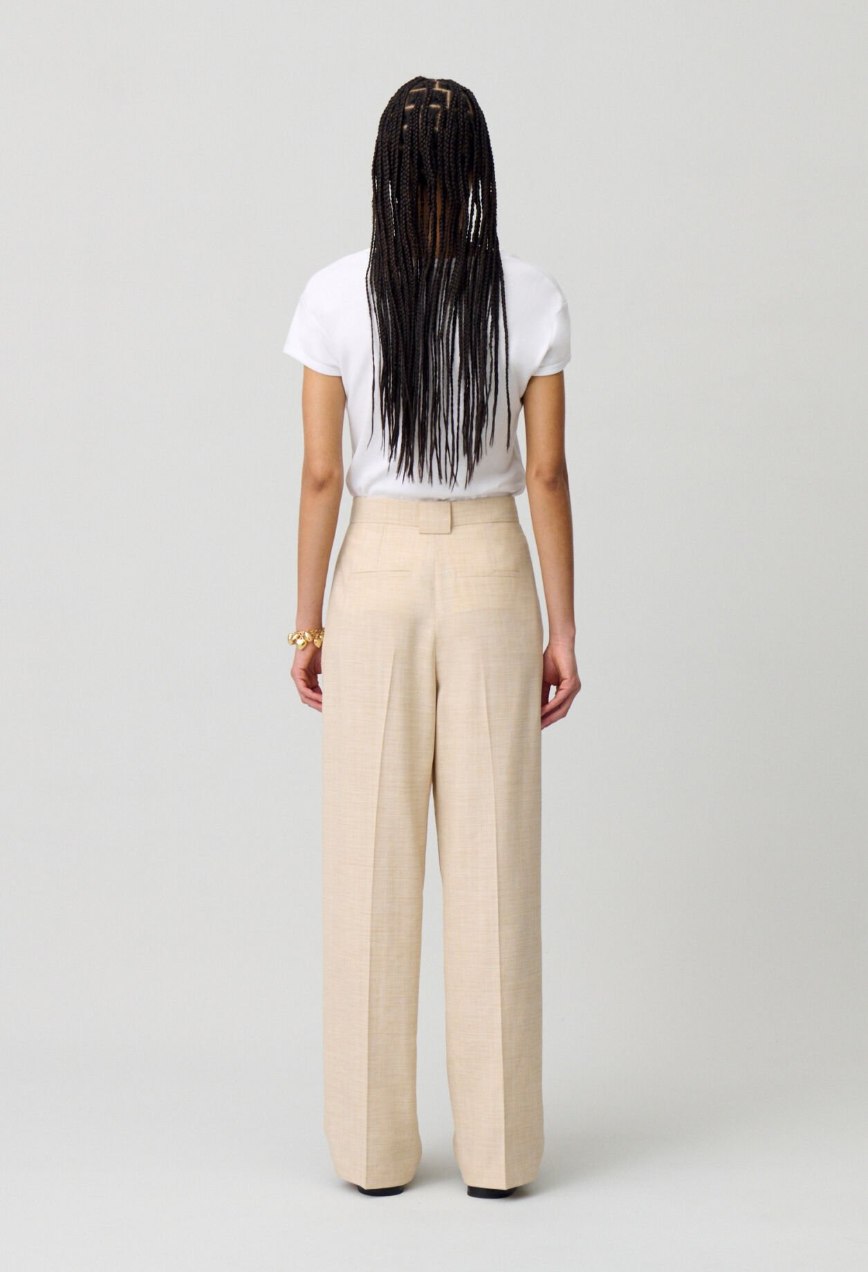 High-waisted wide-leg trousers
