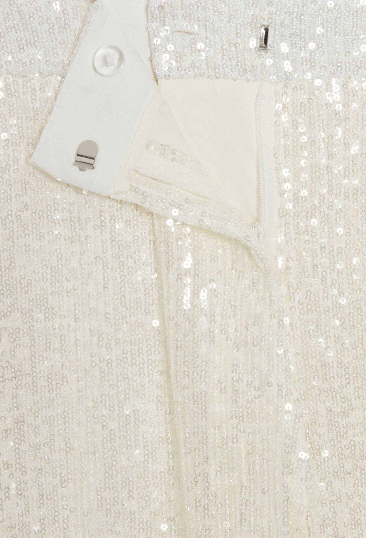White sequinned trousers