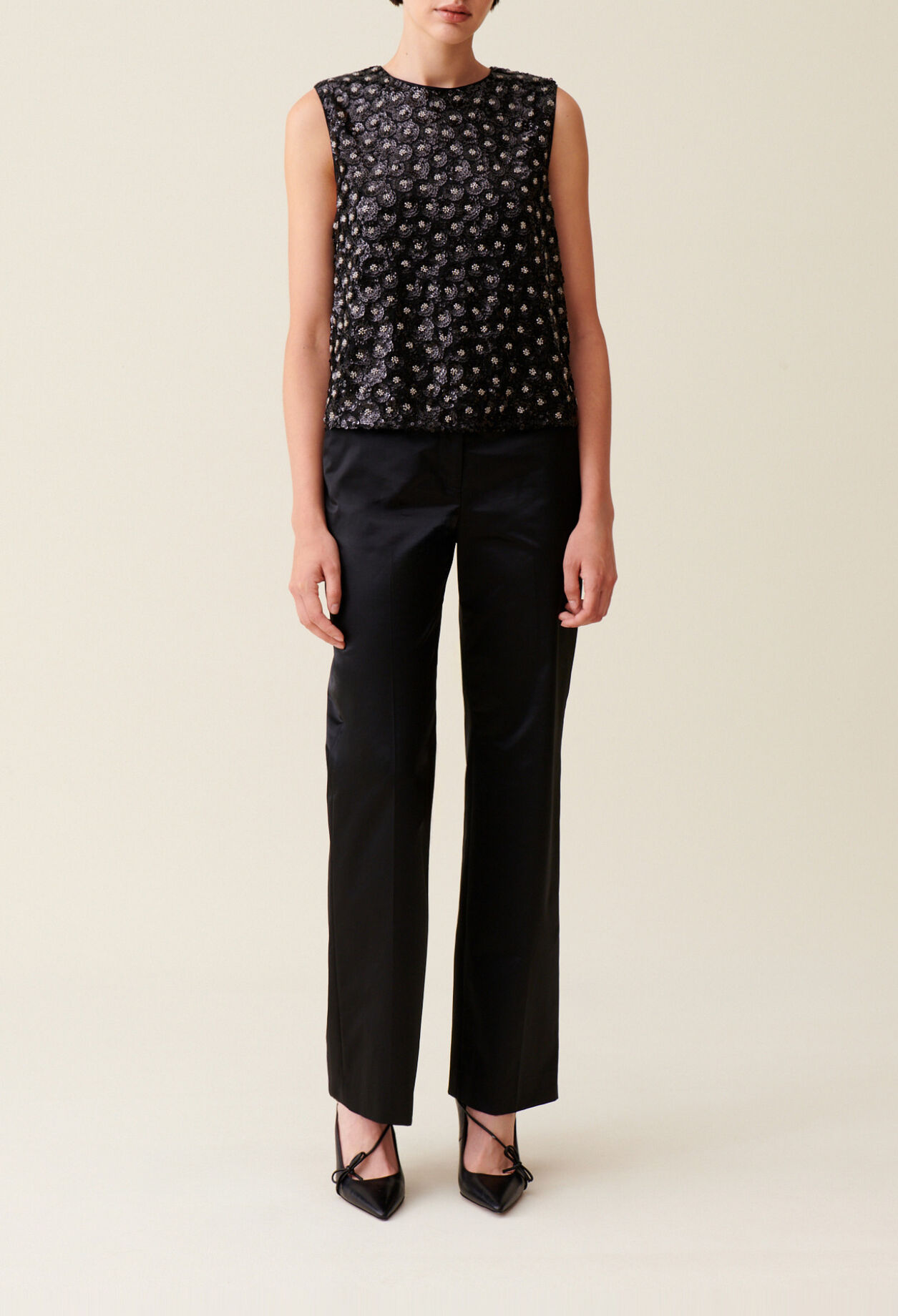 Top embroidered sequins open back