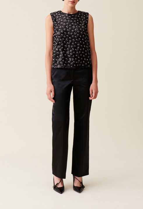 Top embroidered sequins open back