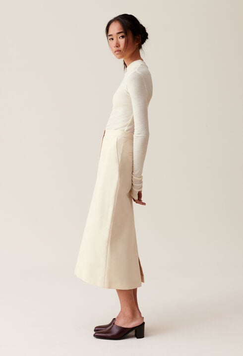 Pale beige midi skirt