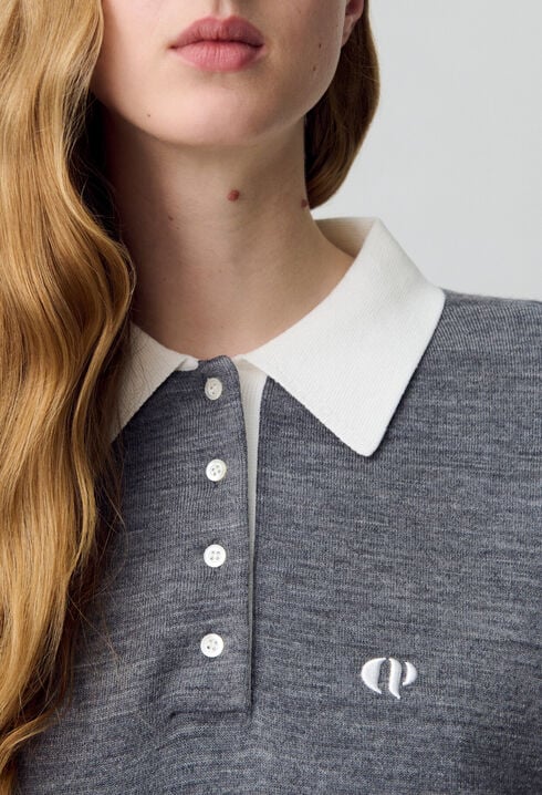 Fine Knit Polo Sweater