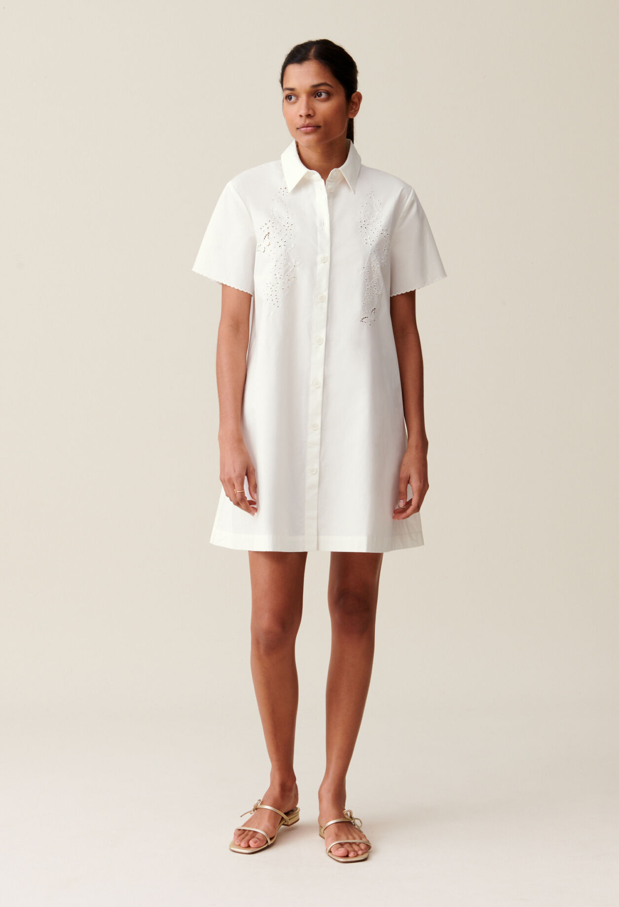 Short Embroidered White Shirt Dress for women Claudie Pierlot