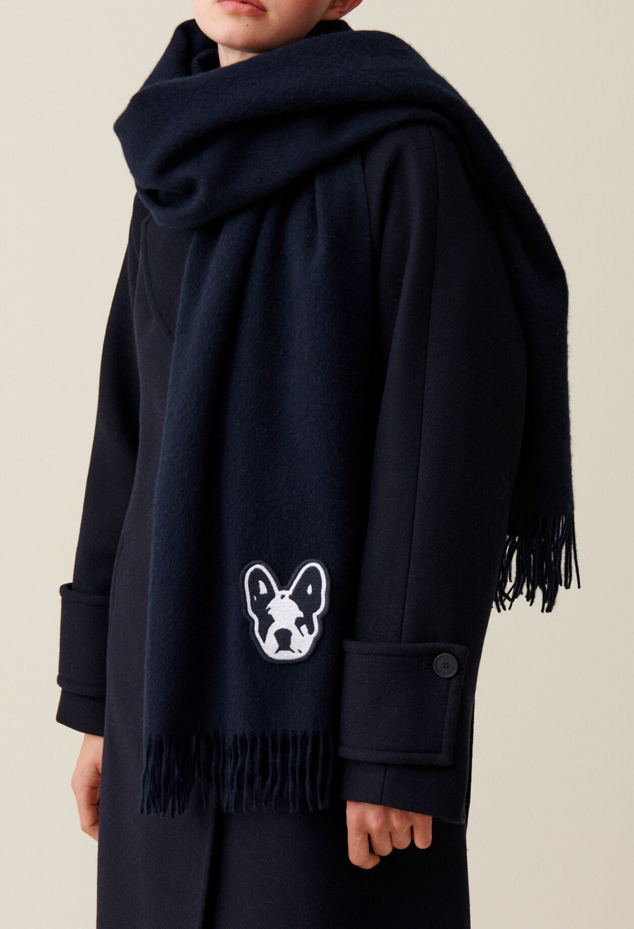 Jean Toto wool scarf with fringes