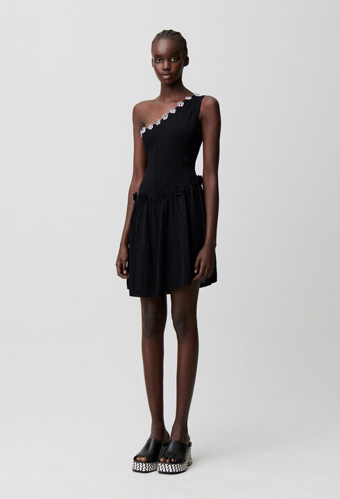 Crochet floral knit dress