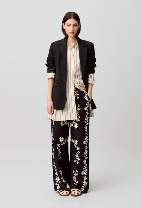 Floral wide-leg trousers