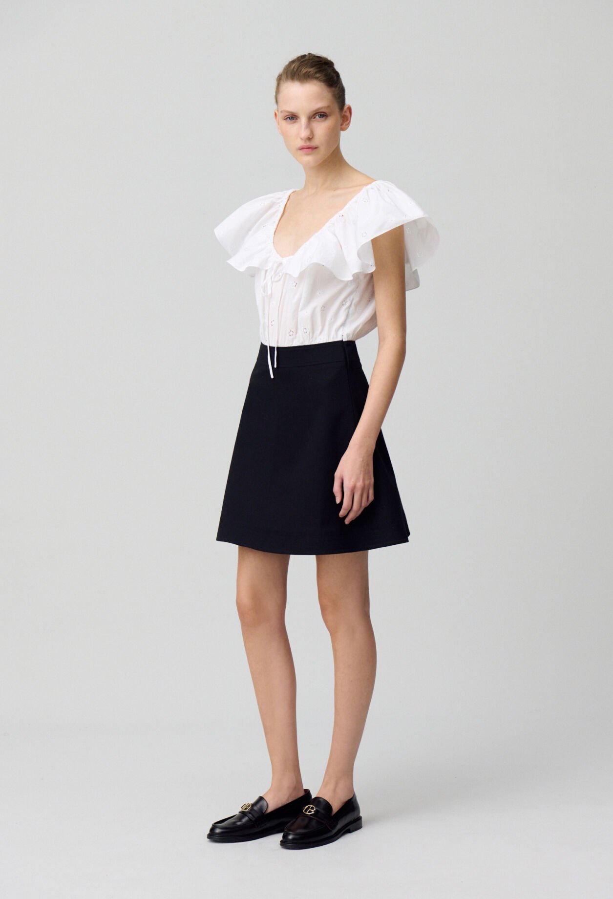 Short Dress in Mixed Fabrics
