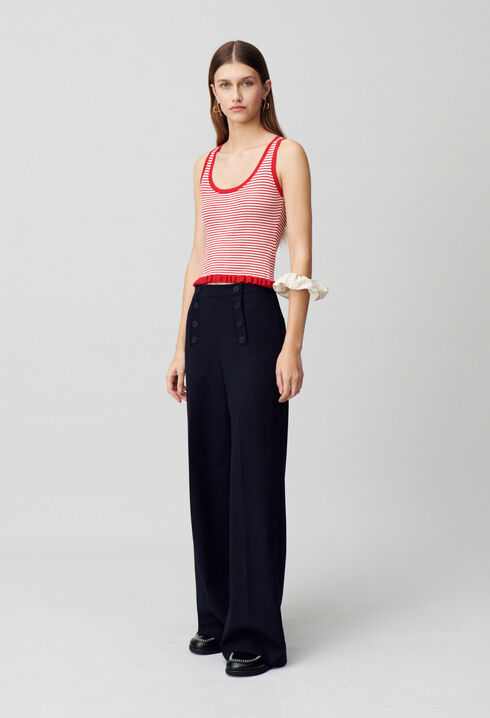 Striped fine-knit tank top