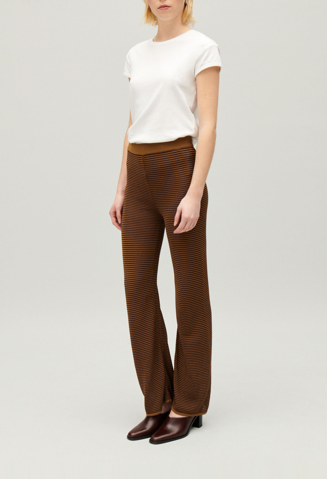 Brown striped trousers