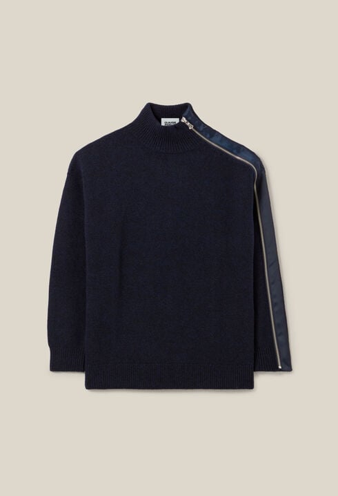 Navy zip-up turtleneck jumper