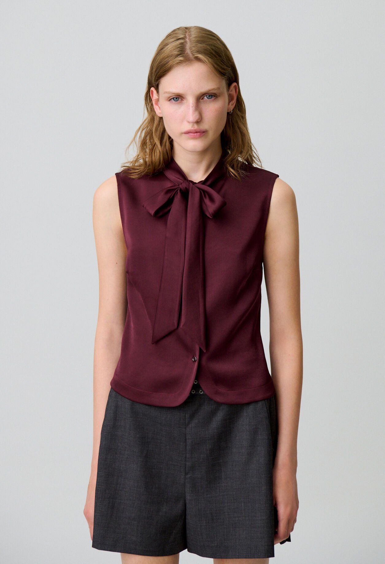 Sleeveless satin blouse