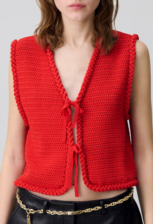 Sleeveless crochet cardigan