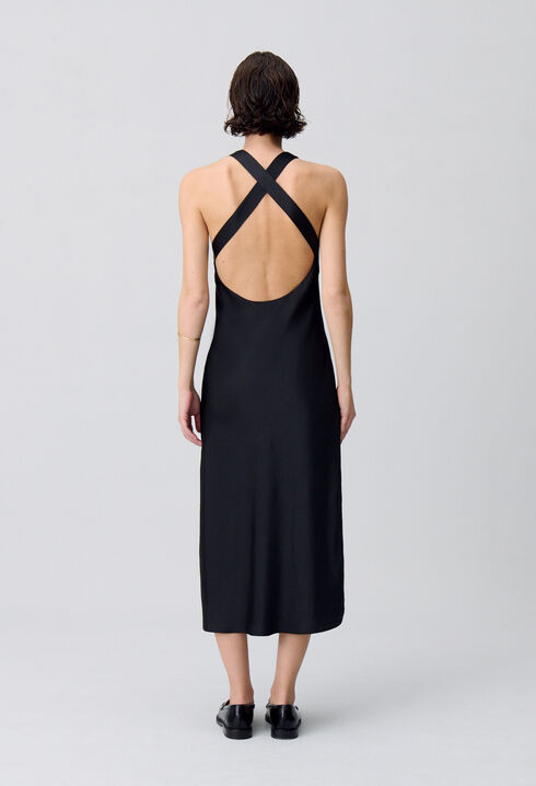 Satin Open-Back Maxi Dress