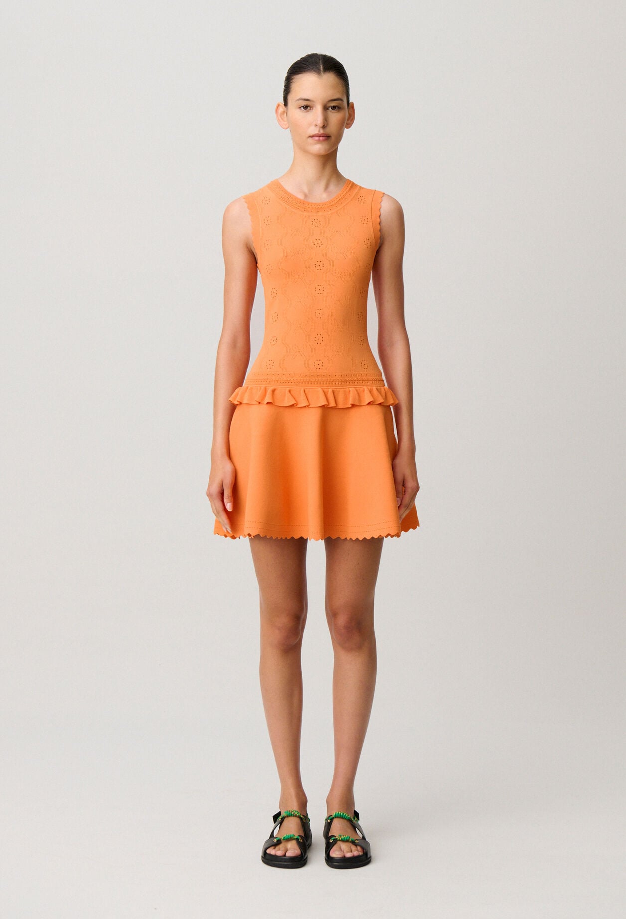 Ruffled knit dress