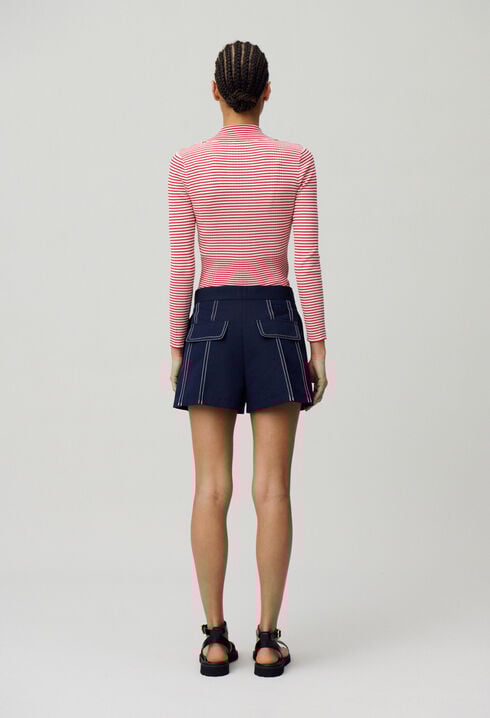 Pleated Contrast Shorts