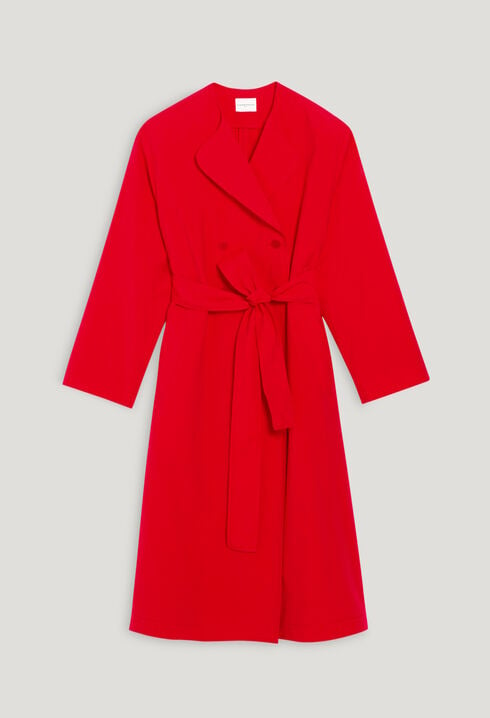 Long red trench coat