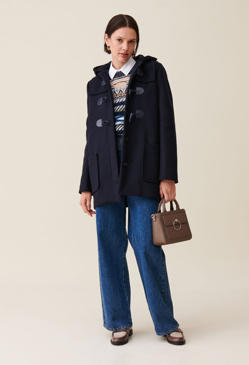 Navy hooded short coat