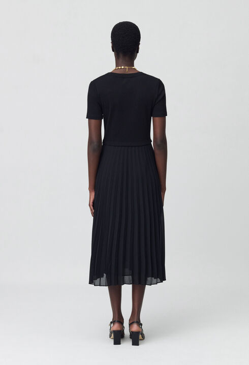 Long dual-fabric Teli dress