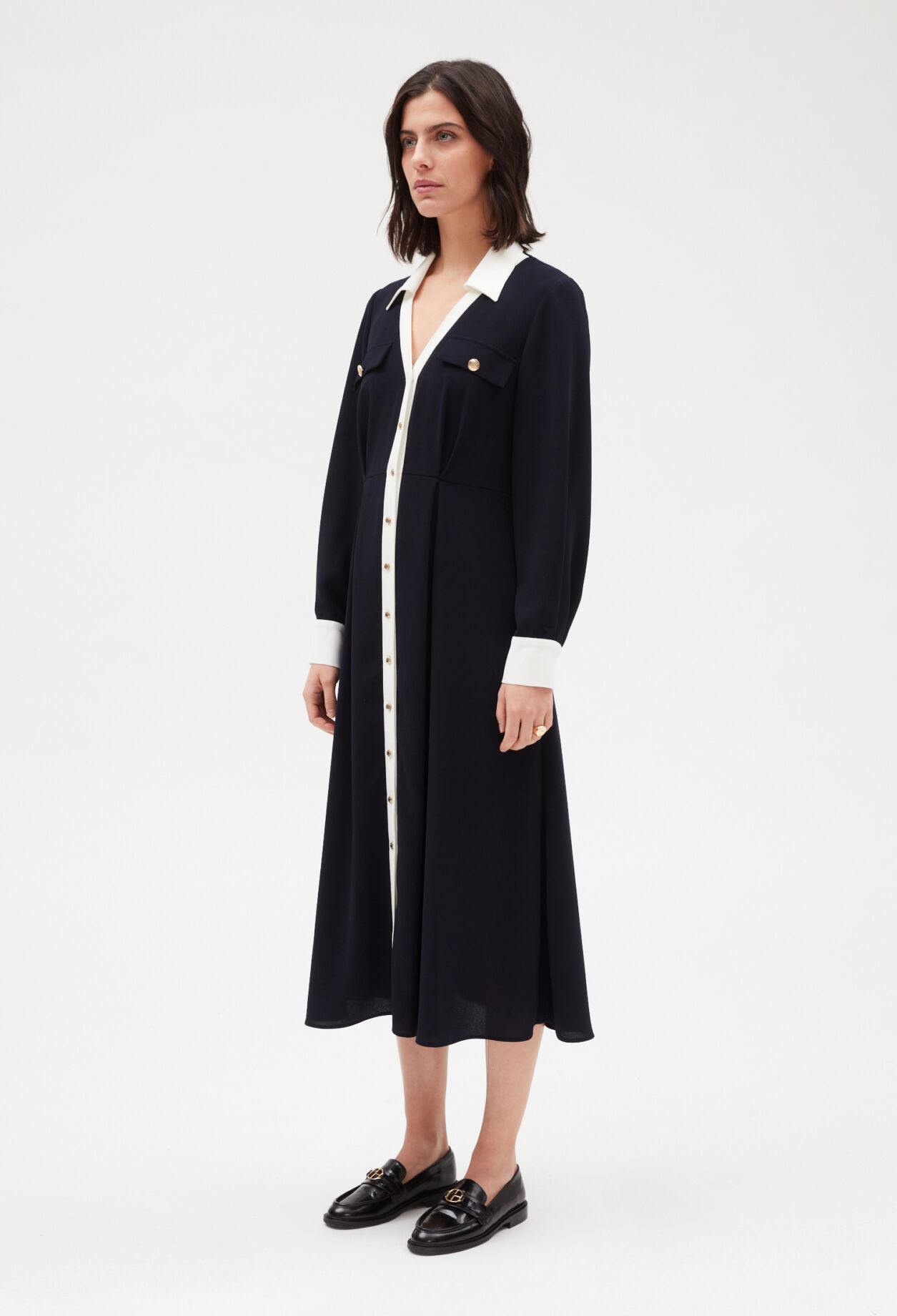 Navy blue mid-length dress