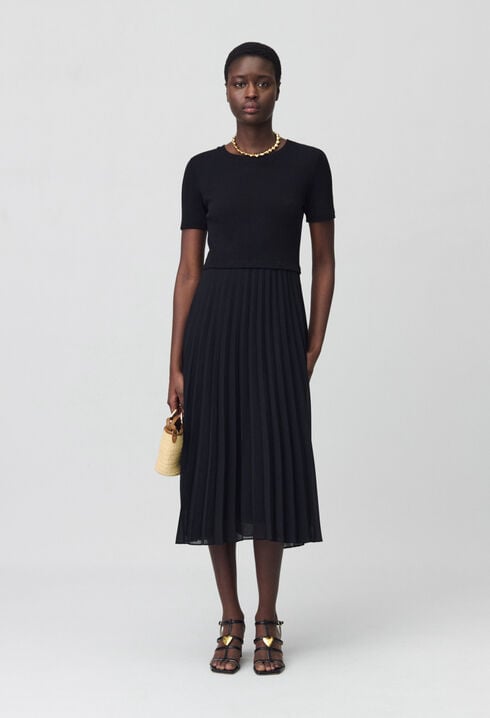 Long dual-fabric Teli dress