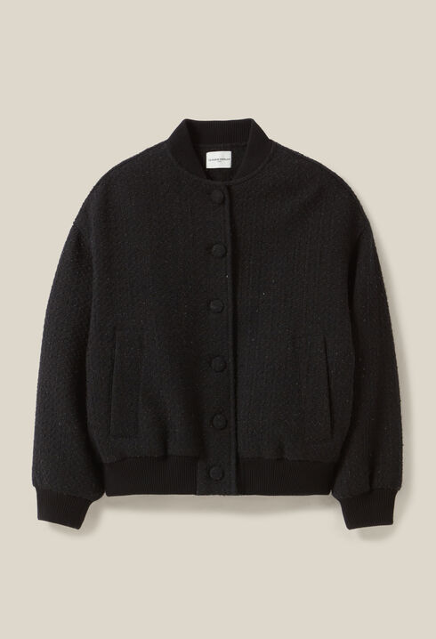 Black tweed bomber