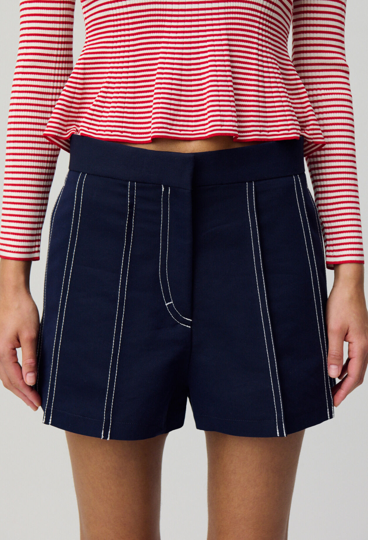 Pleated Contrast Shorts