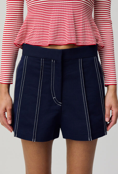 Pleated Contrast Shorts