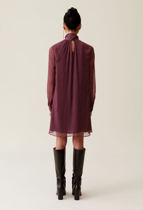 Flowy Dress with Tie Neck