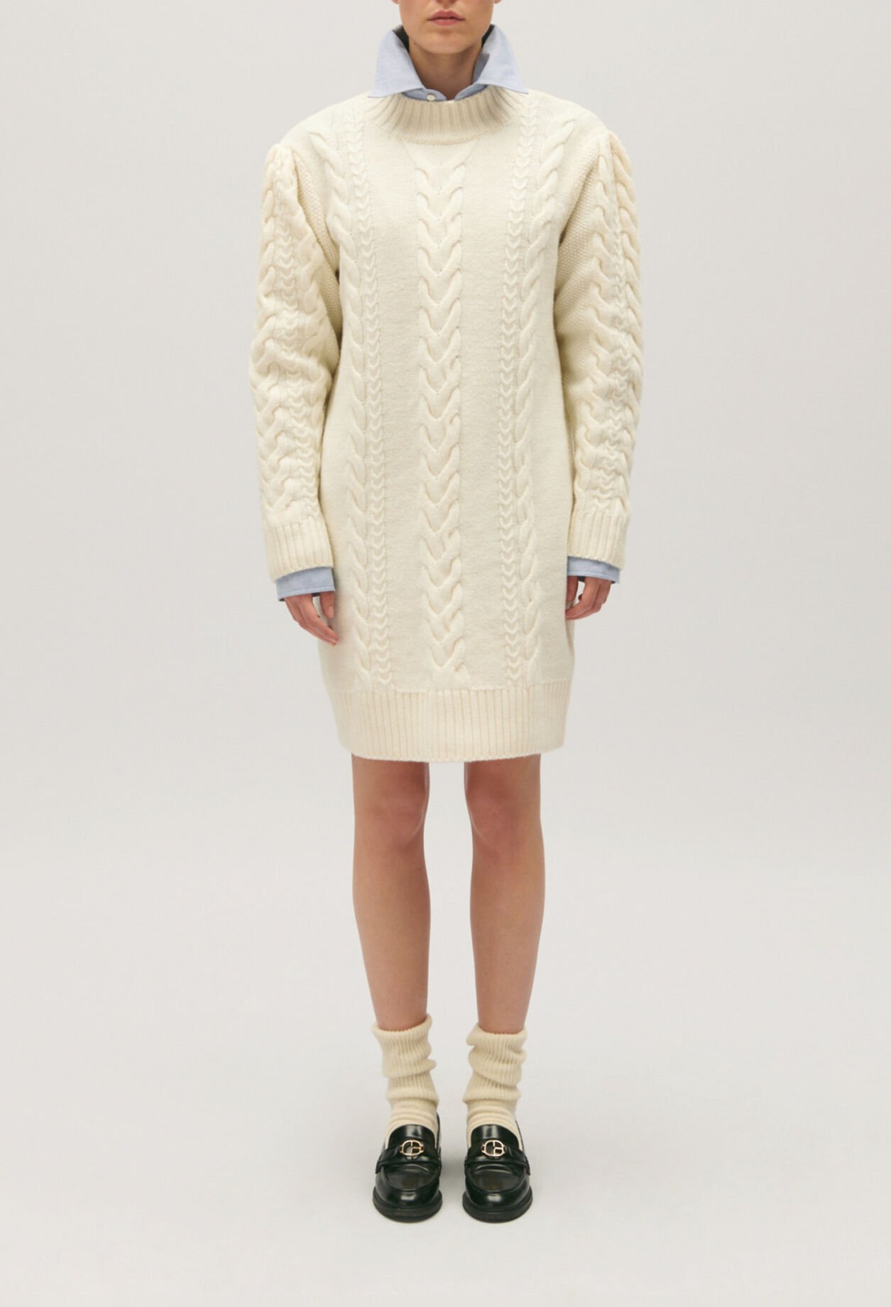 Ecru knitted jumper dress