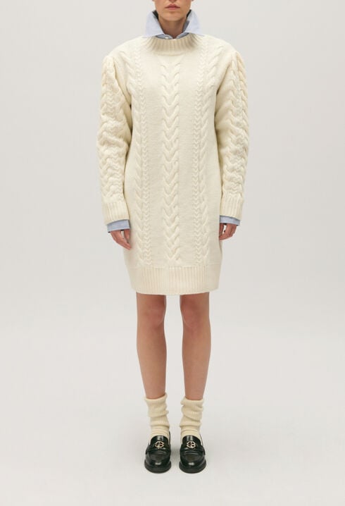 Ecru knitted jumper dress