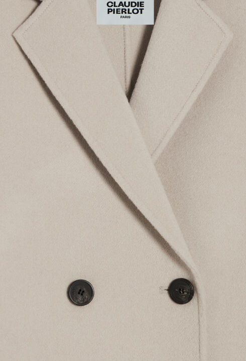 Mid-length beige wool blend coat 