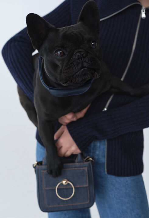 Zip-neck knitted jumper