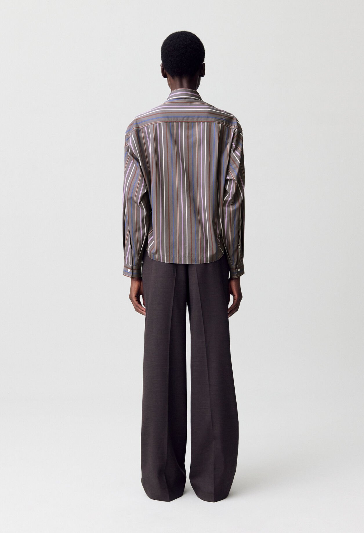 Striped Tie-Neck Blouse
