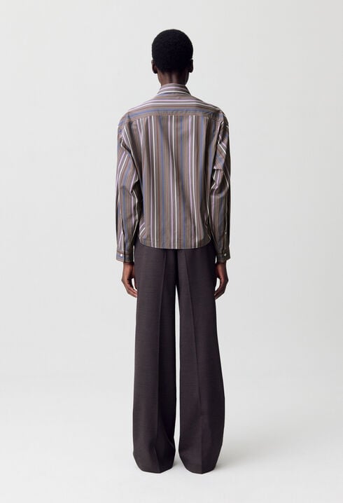 Striped Tie-Neck Blouse