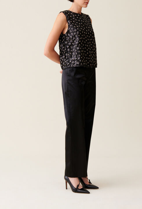 Top embroidered sequins open back