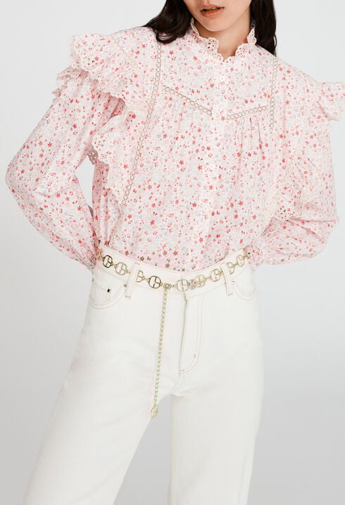 Blouse blanche imprimé fleuri