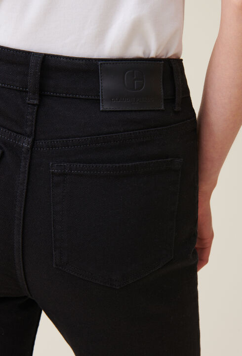 Black mid-rise slim jeans