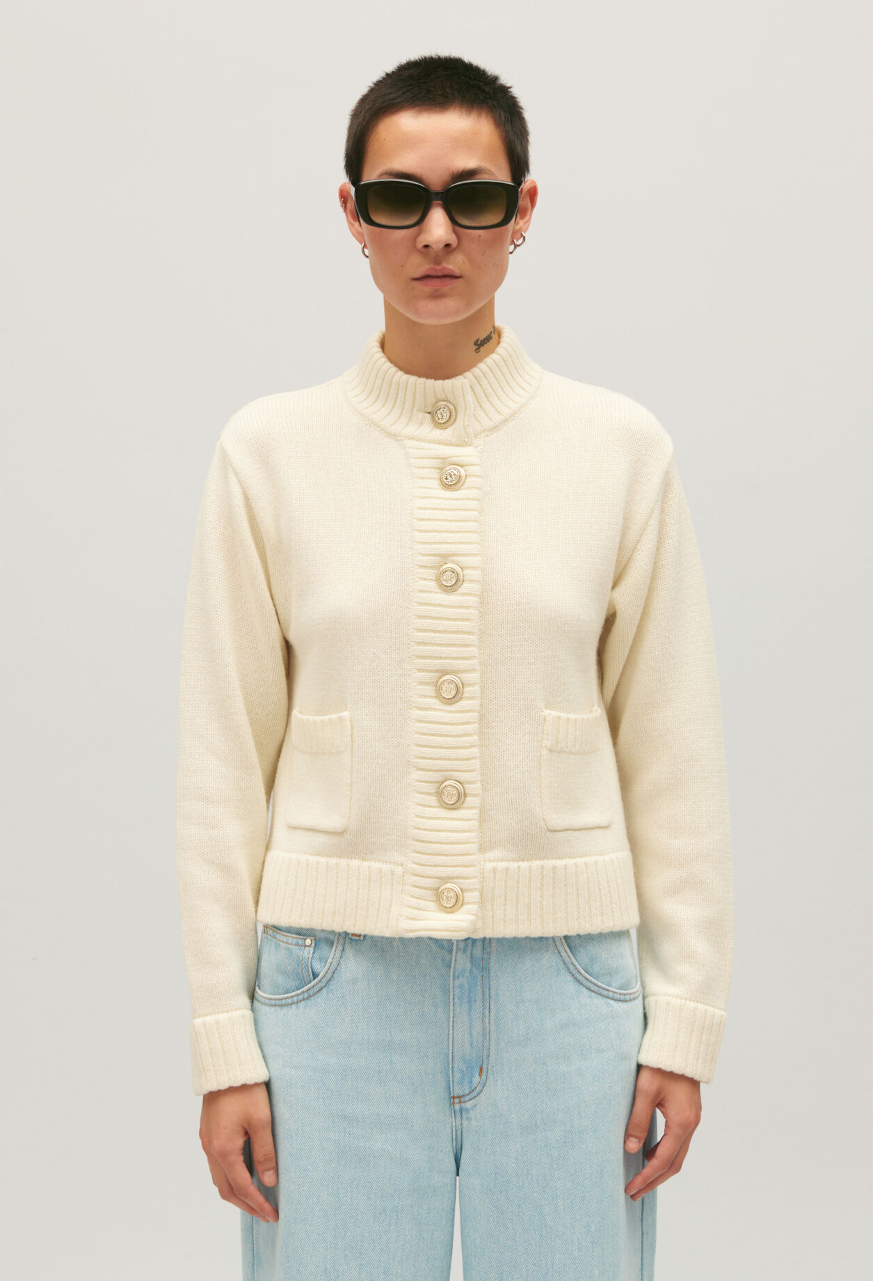 Cropped thick knit cardigan for women Claudie Pierlot