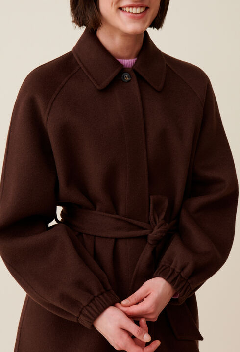 Brown belted long coat